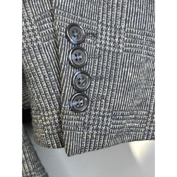 Zenbriele Blazer Mens 50R Gray Blue Glen Plaid Wool Blend Elbow Patch Sport Coat - Picture 11 of 16